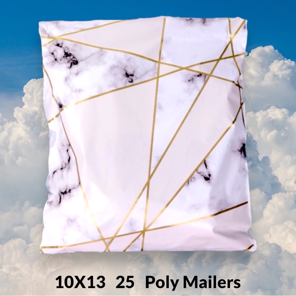 ( Quantity 25 10x13 ) Marble Gray and White Poly Mailers Bag Shipping Envelopes